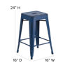 Commercial Grade 24" High Backless Distressed Antique Blue Metal Indoor-Outdoor Counter Height Stool ET-BT3503-24-AB-GG