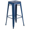 Commercial Grade 30" High Backless Distressed Antique Blue Metal Indoor-Outdoor Barstool  ET-BT3503-30-AB-GG