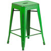 Commercial Grade 24" High Backless Distressed Green Metal Indoor-Outdoor Counter Height Stool 