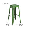 Commercial Grade 30" High Backless Distressed Green Metal Indoor-Outdoor Barstool ET-BT3503-30-GN-GG