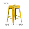 Commercial Grade 24" High Backless Distressed Yellow Metal Indoor-Outdoor Counter Height Stool ET-BT3503-24-YL-GG