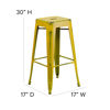 Commercial Grade 30" High Backless Distressed Yellow Metal Indoor-Outdoor Barstool ET-BT3503-30-YL-GG