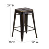 Commercial Grade 24" High Backless Distressed Copper Metal Indoor-Outdoor Counter Height Stool ET-BT3503-24-COP-GG