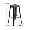 Commercial Grade 30" High Backless Distressed Copper Metal Indoor-Outdoor Barstool ET-BT3503-30-COP-GG