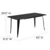 Commercial Grade 31.5" x 63" Rectangular Black Metal Indoor-Outdoor Table ET-CT005-BK-GG