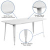 Commercial Grade 31.5" x 63" Rectangular White Metal Indoor-Outdoor Table ET-CT005-WH-GG