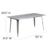 Commercial Grade 31.5" x 63" Rectangular Silver Metal Indoor-Outdoor Table ET-CT005-SIL-GG