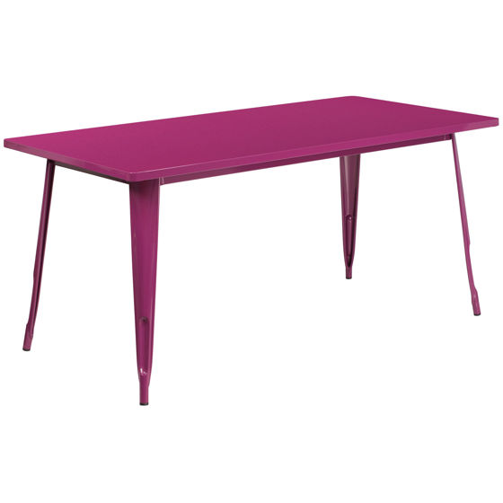 Commercial Grade 31.5" x 63" Rectangular Purple Metal Indoor-Outdoor Table ET-CT005-PUR-GG