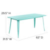 Commercial Grade 31.5" x 63" Rectangular Mint Green Metal Indoor-Outdoor Table ET-CT005-MINT-GG