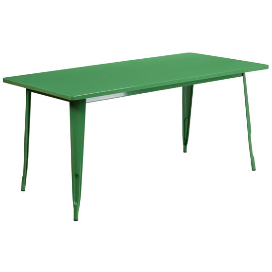 Commercial Grade 31.5" x 63" Rectangular Green Metal Indoor-Outdoor Table ET-CT005-GN-GG