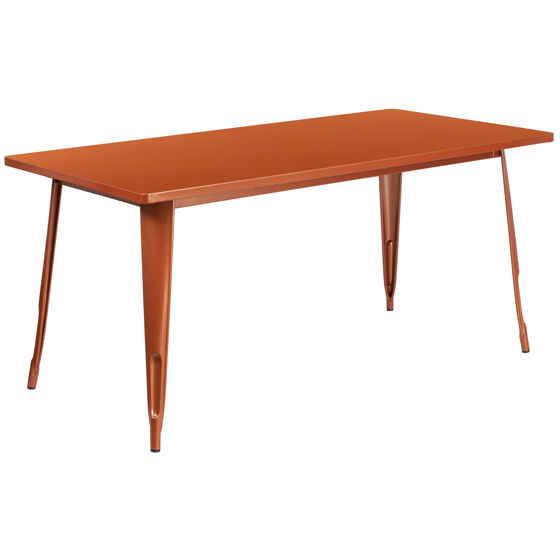 Commercial Grade 31.5" x 63" Rectangular Copper Metal Indoor-Outdoor Table ET-CT005-POC-GG