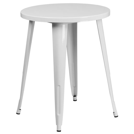 Commercial Grade 24" Round White Metal Indoor-Outdoor Table CH-51080-29-WH-GG