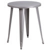 Commercial Grade 24" Round Silver Metal Indoor-Outdoor Table CH-51080-29-SIL-GG