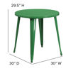 Commercial Grade 30" Round Green Metal Indoor-Outdoor Table CH-51090-29-GN-GG