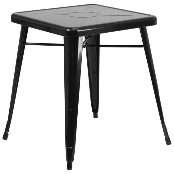 Commercial Grade 23.75" Square Black Metal Indoor-Outdoor Table CH-31330-29-BK-GG