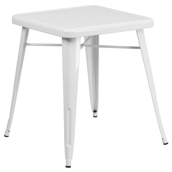 Commercial Grade 23.75" Square White Metal Indoor-Outdoor Table CH-31330-29-WH-GG