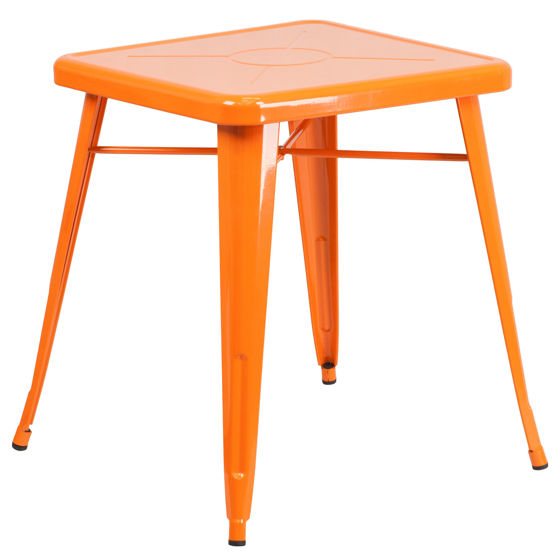 Commercial Grade 23.75" Square Orange Metal Indoor-Outdoor Table CH-31330-29-OR-GG