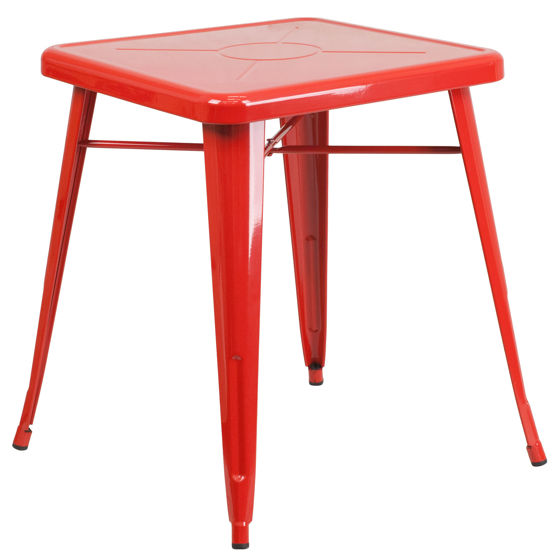 Commercial Grade 23.75" Square Red Metal Indoor-Outdoor Table CH-31330-29-RED-GG