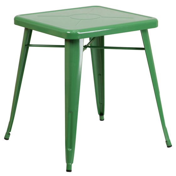 Commercial Grade 23.75" Square Green Metal Indoor-Outdoor Table CH-31330-29-GN-GG