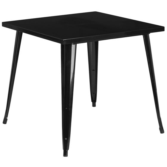 Commercial Grade 31.75" Square Black Metal Indoor-Outdoor Table CH-51040-29-BK-GG