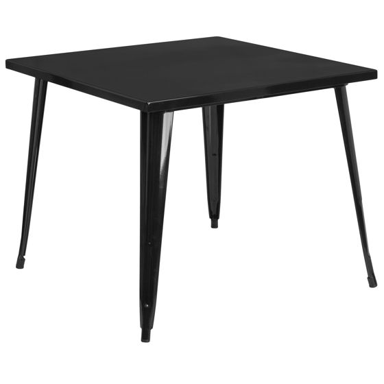 Commercial Grade 35.5" Square Black Metal Indoor-Outdoor Table CH-51050-29-BK-GG