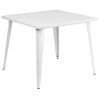 Commercial Grade 35.5" Square White Metal Indoor-Outdoor Table CH-51050-29-WH-GG