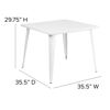 Commercial Grade 35.5" Square White Metal Indoor-Outdoor Table CH-51050-29-WH-GG