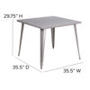 Commercial Grade 35.5" Square Silver Metal Indoor-Outdoor Table CH-51050-29-SIL-GG