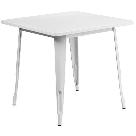Commercial Grade 31.5" Square White Metal Indoor-Outdoor Table ET-CT002-1-WH-GG
