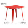 Commercial Grade 31.5" Square Red Metal Indoor-Outdoor Table ET-CT002-1-RED-GG