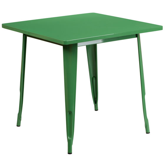 Commercial Grade 31.5" Square Green Metal Indoor-Outdoor Table ET-CT002-1-GN-GG