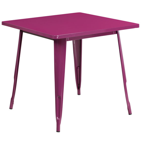 Commercial Grade 31.5" Square Purple Metal Indoor-Outdoor Table ET-CT002-1-PUR-GG