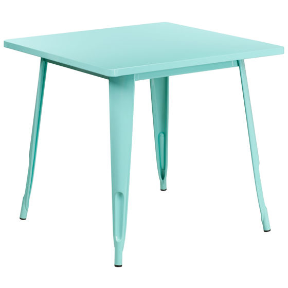 Commercial Grade 31.5" Square Mint Green Metal Indoor-Outdoor Table ET-CT002-1-MINT-GG