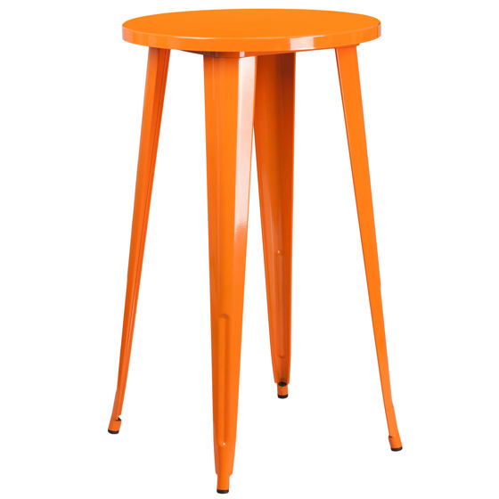 Commercial Grade 24" Round Orange Metal Indoor-Outdoor Bar Height Table CH-51080-40-OR-GG