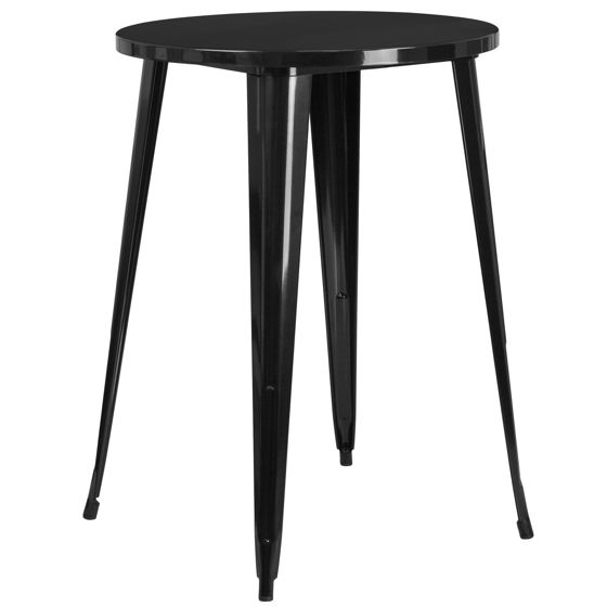 Commercial Grade 30" Round Black Metal Indoor-Outdoor Bar Height Table CH-51090-40-BK-GG