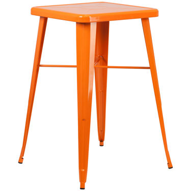 Commercial Grade 23.75" Square Orange Metal Indoor-Outdoor Bar Height Table CH-31330-OR-GG
