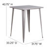 Commercial Grade 31.5" Square Silver Metal Indoor-Outdoor Bar Height Table CH-51040-40-SIL-GG