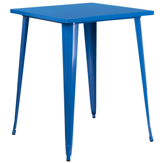 Commercial Grade 31.5" Square Blue Metal Indoor-Outdoor Bar Height Table CH-51040-40-BL-GG