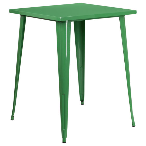 Commercial Grade 31.5" Square Green Metal Indoor-Outdoor Bar Height Table CH-51040-40-GN-GG