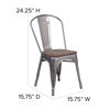 Clear Coated Metal Stackable Chair with Wood Seat XU-DG-TP001-WD-GG