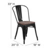 Black Metal Stackable Chair with Wood Seat CH-31230-BK-WD-GG