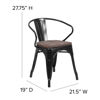 Black Metal Chair with Wood Seat and Arms CH-31270-BK-WD-GG