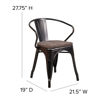 Black-Antique Gold Metal Chair with Wood Seat and Arms CH-31270-BQ-WD-GG