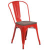 Red Metal Stackable Chair with Wood Seat CH-31230-RED-WD-GG