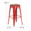 30" High Backless Red Metal Barstool with Square Wood Seat CH-31320-30-RED-WD-GG