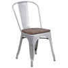 Silver Metal Stackable Chair with Wood Seat CH-31230-SIL-WD-GG
