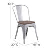 Silver Metal Stackable Chair with Wood Seat CH-31230-SIL-WD-GG