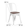 White Metal Stackable Chair with Wood Seat CH-31230-WH-WD-GG