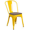 Yellow Metal Stackable Chair with Wood Seat CH-31230-YL-WD-GG