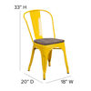 Yellow Metal Stackable Chair with Wood Seat CH-31230-YL-WD-GG